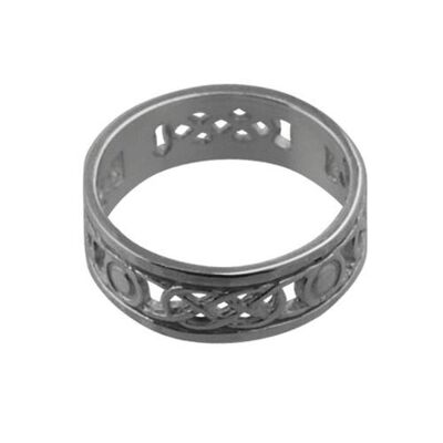 Silver 6mm pierced celtic Wedding Ring Size M (SKU 1506SHQM)