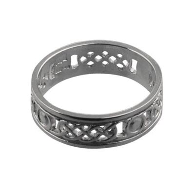 Silver 6mm pierced celtic Wedding Ring Size T (SKU 1506SRZT)