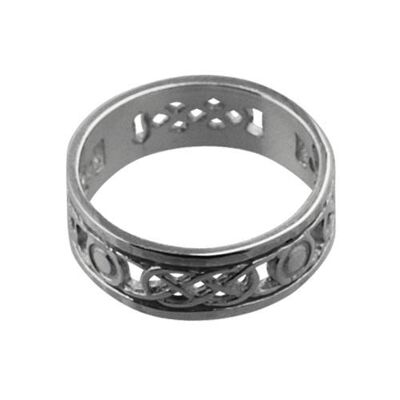 9ct White Gold 6mm pierced celtic Wedding Ring Size M (SKU 1506WHQM)