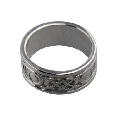 18ct White Gold 8mm celtic Wedding Ring Size O (SKU 1508ELQO)