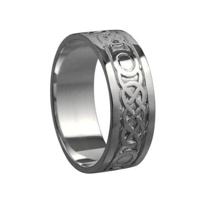 18ct White Gold 8mm celtic Wedding Ring Size V (SKU 1508ERZ1V)