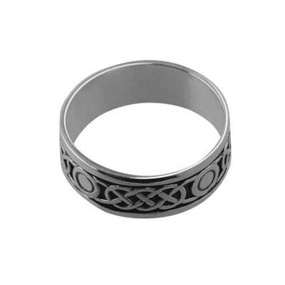 Silver oxidized 8mm celtic Wedding Ring Size R (SKU 1508S99RZ1R)