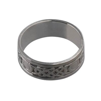 Silver 8mm celtic Wedding Ring Size R (SKU 1508SRZ1R)