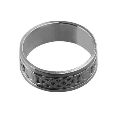 9ct White Gold 8mm celtic Wedding Ring Size T (SKU 1508WRZ1T)