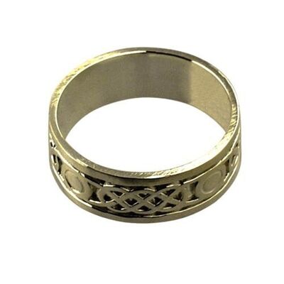 18ct Gold 8mm celtic Wedding Ring Size R (SKU 1508YRZ1R)