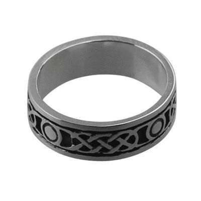 Silver oxidized 6mm celtic Wedding Ring Size H (SKU 1509S99HQH)