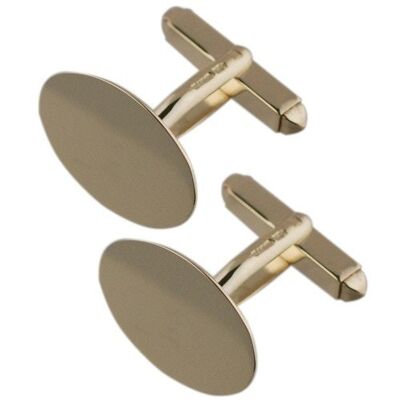 9ct 19x11mm plain oval swivel Cufflinks   (SKU C4123N00)