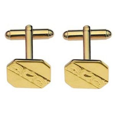 GP hand engraved cut corner swivel Cufflinks (SKU CDGB35L)