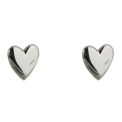 Silver 8x8mm plain heart shaped stud Earrings  (SKU E1006S00)