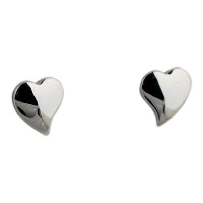 Silver 8x8mm plain heart shaped stud Earrings  (SKU E1130S00LR)