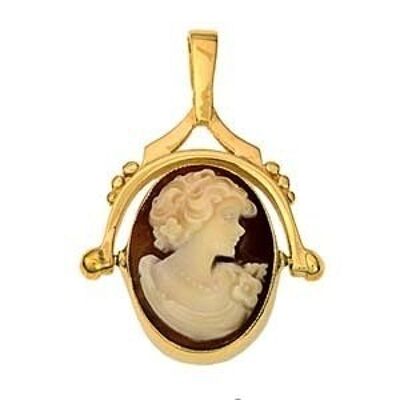 9ct 36x25mm 2 stone Cameo Spinning Fob Pendant  (SKU P1013NCV)