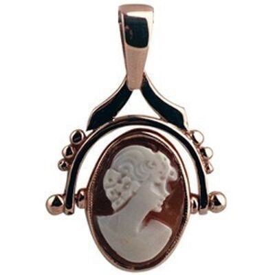 9ct rose 29x20mm 2 stone Cameo Spinning Fob Pendant  (SKU P1014RCV)