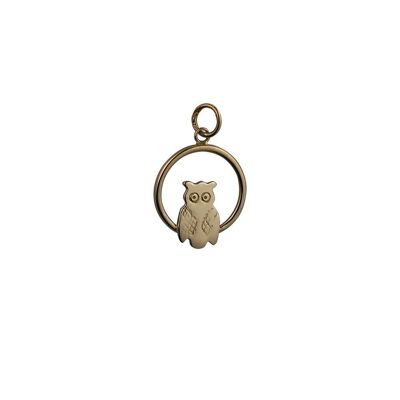 9ct 18x19mm Owl in a circle Pendant or Charm (SKU P3108N)