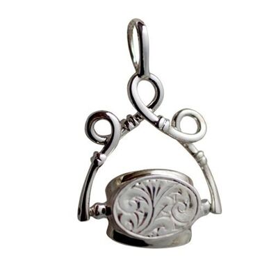 Silver 37x24mm 3 stone spinning Fob Pendant  (SKU P34S70)