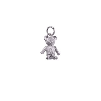 Silver 15x12mm sitting Teddy Bear Pendant or Charm (SKU P5083S)