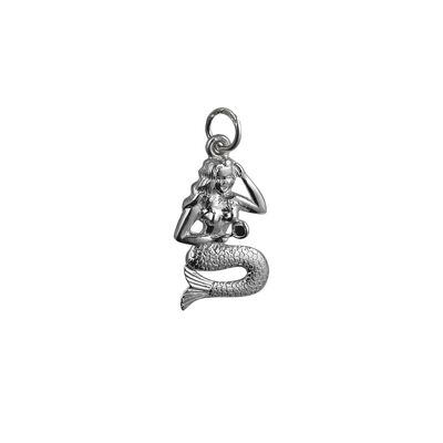 Silver 21x14mm Mermaid Pendant or Charm  (SKU P5219S)