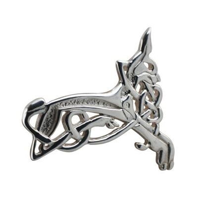 Silver 20x35mm Celtic animal Brooch  (SKU P695S)