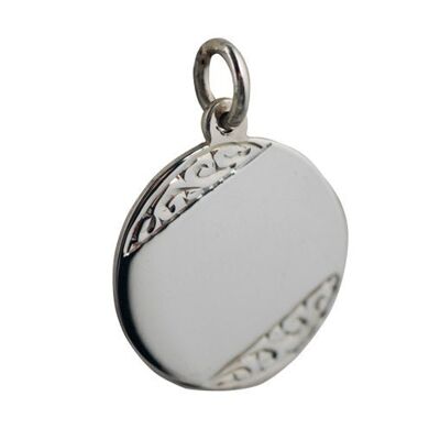 Silver 20mm round hand engraved Disc  (SKU P70S07)