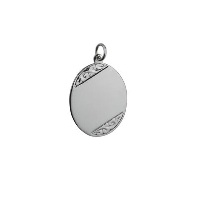 Silver 27x21mm hand engraved oval Disc (SKU P71S07)
