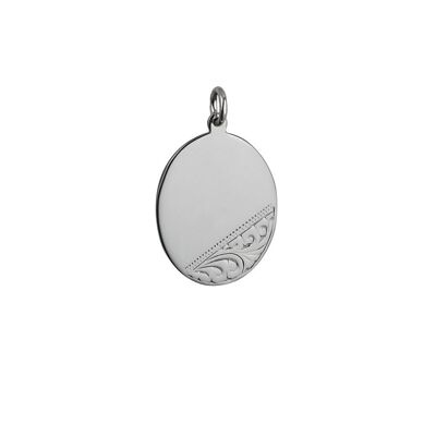 Silver 27x21mm hand engraved oval Disc (SKU P71S04)