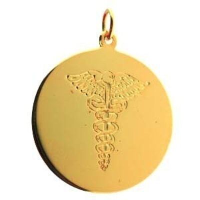 18ct 26mm round hand engraved Medical Alarm Disc  (SKU P72Y51)