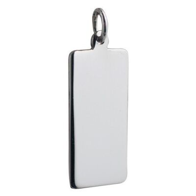 9ct white 26x13mm Plain rectangular Disc  (SKU P73W00RH)