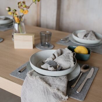 Set de table en feutre de laine naturelle, rectangle, gris 5