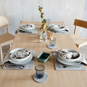 Set de table en feutre de laine naturelle, rectangle, gris 6