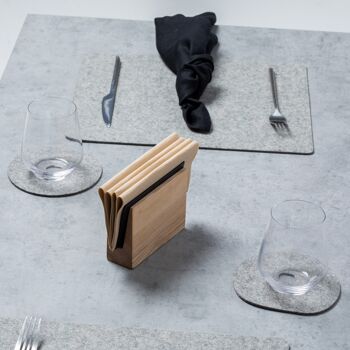 Set de table en feutre de laine naturelle, rectangle, gris 4