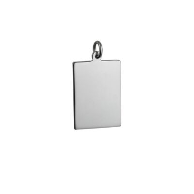 Silver 25x18mm Plain rectangular Disc  (SKU P77S00)