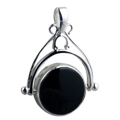 Silver 36x28mm 2 stone Spinning Fob Pendant (SKU P949SBX)