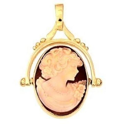 9ct 42x29mm 2 stone Cameo Spinning Fob Pendant  (SKU P999NCV)