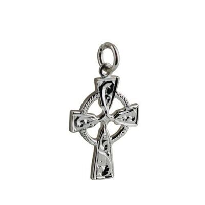 Silver 23x16mm hand engraved Celtic Cross  (SKU X25S42)