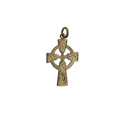 9ct 28x20mm hand engraved Celtic Cross  (SKU X26N42)