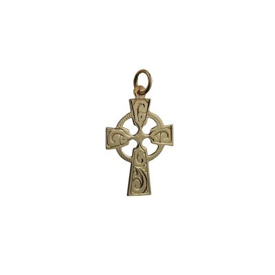 9ct 23x16mm hand Engraved Celtic Cross   (SKU X28N42)