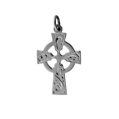Silver 23x16mm hand Engraved Celtic Cross   (SKU X28S42)