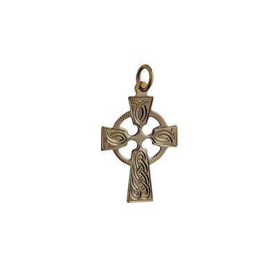 9ct 23x16mm hand engraved knot pattern Celtic Cross (SKU X28N43)