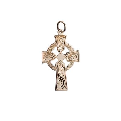 9ct 28x20mm hand Engraved Celtic Cross   (SKU X32N42)