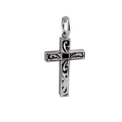 Silver 20x13mm hand engraved Solid Block Cross (SKU X333S42)