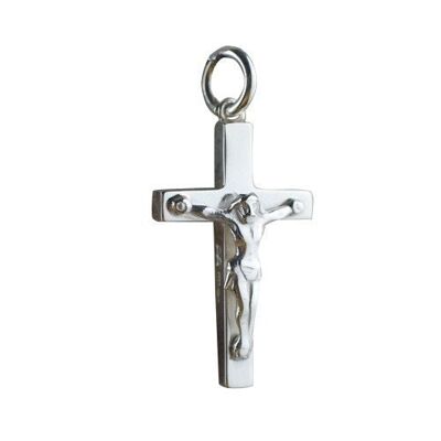 Silver 25x15mm Solid Block Crucifix Cross (SKU X334S48)