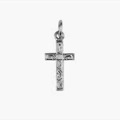 Silver 17x10mm hand engraved Solid Block Cross (SKU X368S42)