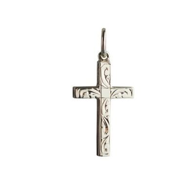 9ct 20x13mm hand engraved Solid Block Cross (SKU X369N42)