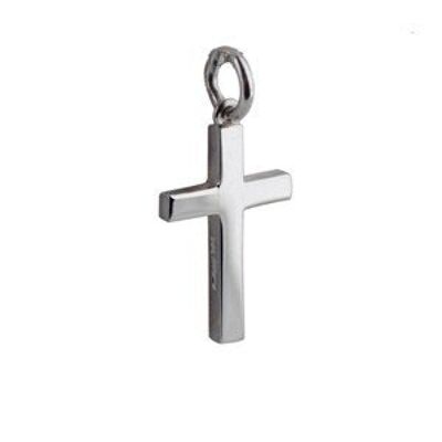 Silver 20x13mm Plain Solid Block Cross (SKU X369S00)