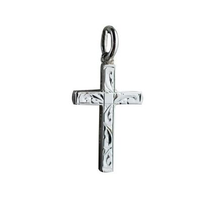 Silver 20x13mm hand engraved Solid Block Cross (SKU X369S42)
