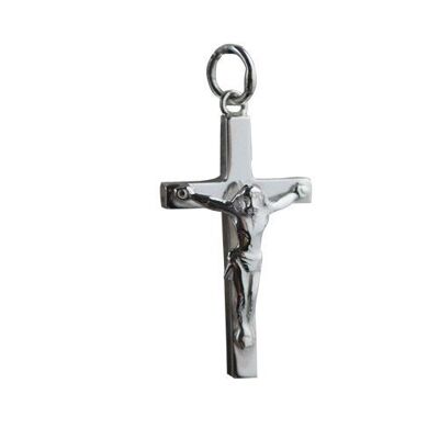 Silver 25x15mm Solid Block Crucifix Cross (SKU X370S48)