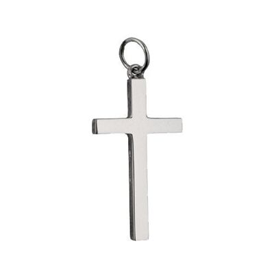 9ct white 25x15mm plain Solid Block Cross (SKU X370W00RH)