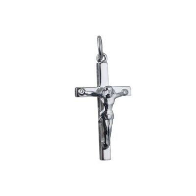 9ct white 25x15mm Solid Block Crucifix Cross (SKU X370W48RH)