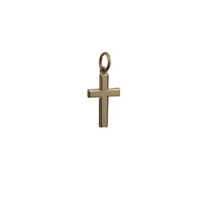 9ct 17x10mm Engine turned line border Solid Block Cross (SKU X389N30)