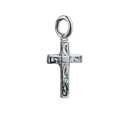 Silver 17x10mm hand engraved Solid Block Cross (SKU X389S42)