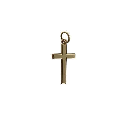 9ct 20x12mm Engine turned line border Solid Block Cross (SKU X390N30)